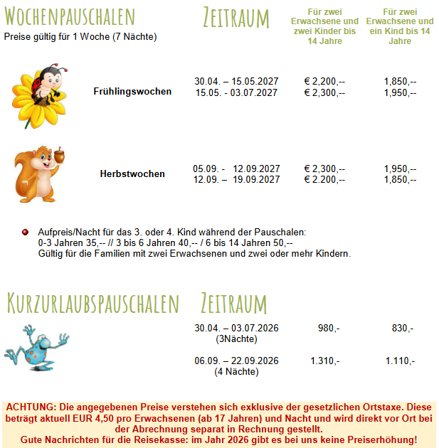 Zauberwochen-Pauschalpreise 2027